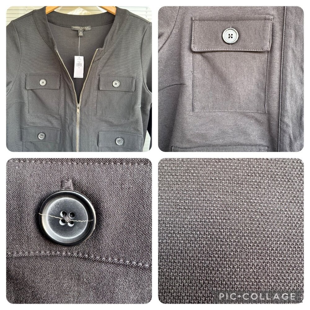 Banana Republic Womens Mini Pique Utility Jacket Shacket M Button Pockets Zip - Picture 2 of 10